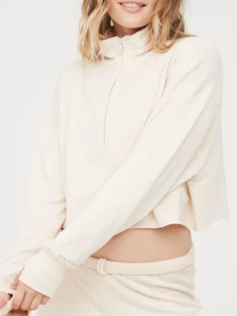 Offline Aerie OTT Cropped Quarter-Zip Pullover Fleece Sweatshirt women's XS